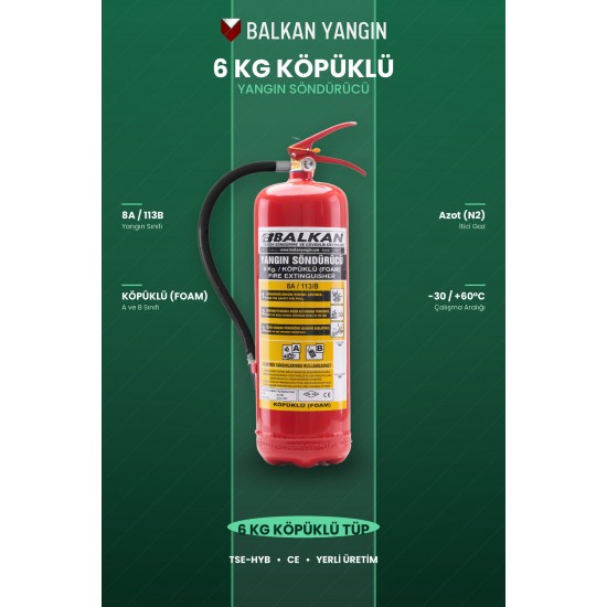 6 Kg Köpüklü Yangın Söndürücü - FOAM AB | TSE Belgeli
