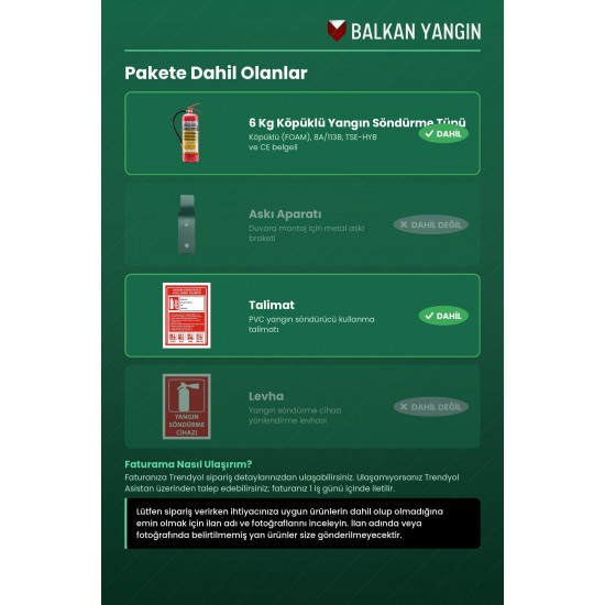 6 Kg Köpüklü Yangın Söndürme Tüpü - Talimatlı | TSE Belgeli