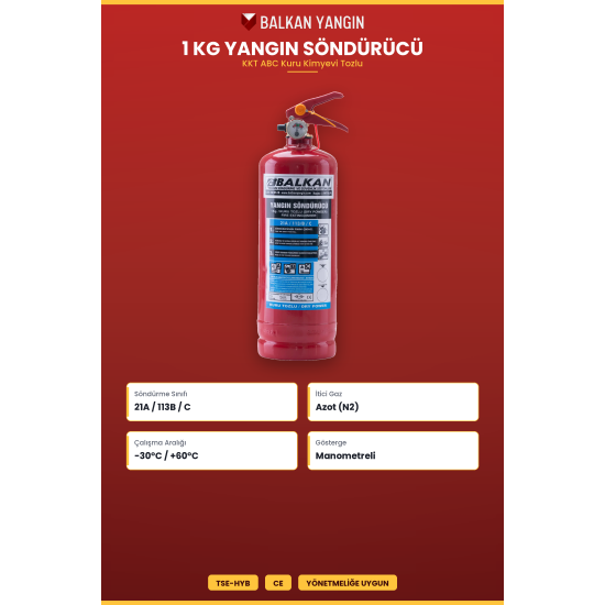 Trafik Seti Yangın Tüplü 1 Kg TÜVTÜRK Muayene Uyumlu 7 Parça Reflektörlü Çantalı İlkyardım CE HYB