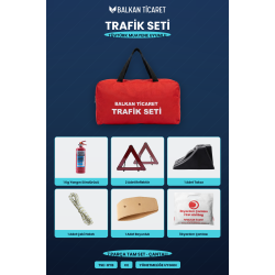 Araç Trafik Seti 1 Kg Yangın Söndürücülü 2 Reflektörlü Takozlu 7 Parça TÜVTÜRK Muayene Uyumlu Çanta