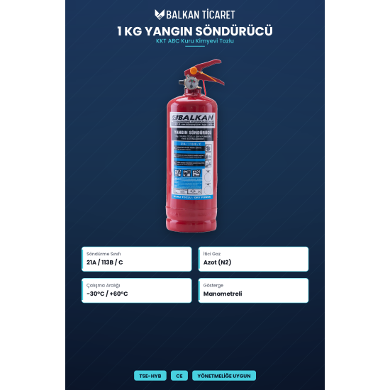 Araç Trafik Seti 1 Kg Yangın Söndürücülü 2 Reflektörlü Takozlu 7 Parça TÜVTÜRK Muayene Uyumlu Çanta