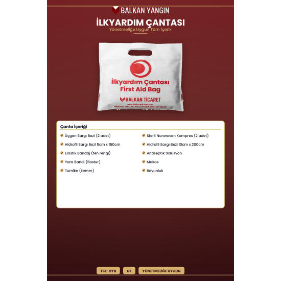 Trafik Seti Reflektörlü 1 Kg Yangın Söndürücü 7 Parça Çeki Halatı Boyunluk İlkyardım TÜVTÜRK Uyumlu