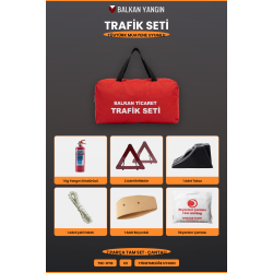 Araç Güvenlik Trafik Seti 1 Kg Yangın Tüpü Reflektörlü 7 Parça Çantalı TÜVTÜRK Muayene Uyumlu Boyun
