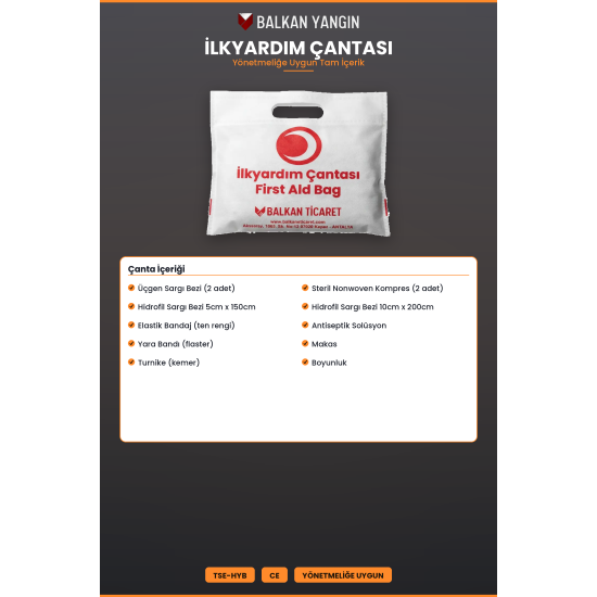 Araç Güvenlik Trafik Seti 1 Kg Yangın Tüpü Reflektörlü 7 Parça Çantalı TÜVTÜRK Muayene Uyumlu Boyun