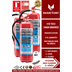 Yangın Söndürme Cihazı 6KG Tozlu 3 Adet KKT ABC Ruhsata Uygun 4 Yıllık TSE HYB CE Belgeli