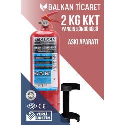 2Kg Kuru Kimyevi Tozlu Yangın Tüpü Askı Aparatı Ruhsata Uygun 4 Yıllık TSE HYB CE Belgeli KKT ABC