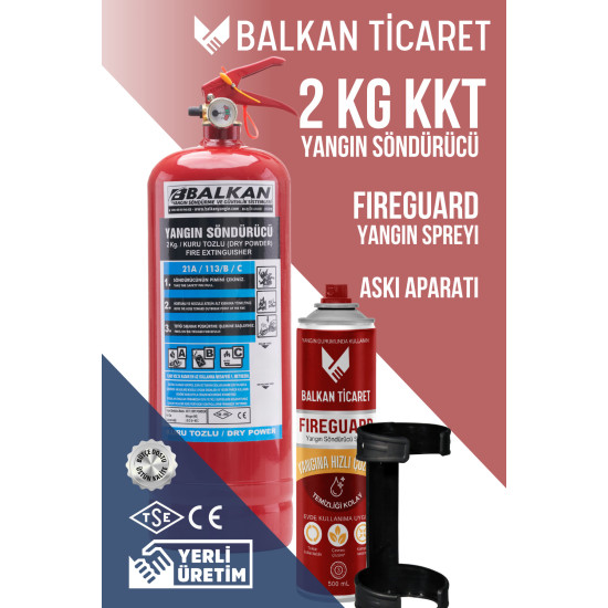 2 Kg Ofis Yangın Tüpü - Askı Aparatlı ve Spreyli | TSE