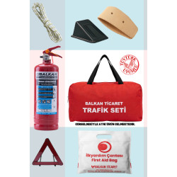 Trafik Seti Ruhsata Uygun 1 Kg Yangın Tüpü Reflektörlü Takozlu İlkyardım Seti 4 Yıllık