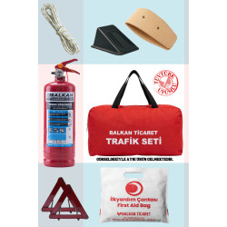 Trafik Seti Reflektörlü Set 1 Kg Yangın Tüpü Reflektör 2 Adet Takozlu İlkyardım Seti 4 Yıllık