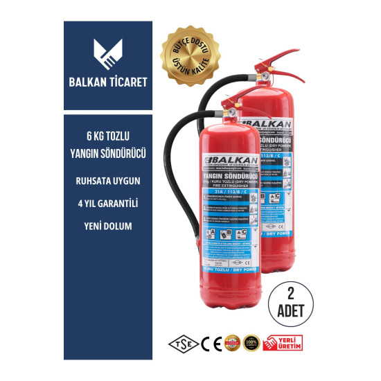 2 Adet Tozlu Yangın Tüpü 4 Yıllık Ruhsata Uygun