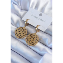 BALKAN ShopZum ShopZum 316L Çelik ShopZum Gold Renk Lotus Model Kadın Küpe