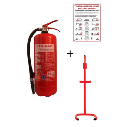 6kg Yangın Tüpü,yangın Tüpü Kullanım Talimatı Ve C Tipi Sehpa 3lü Set