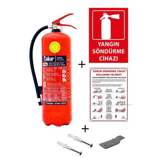 6kg Yangın Tüpü,yangın Tüpü Kullanım Talimatı, Yangın Tüpü Levhası, Askı Aparatı Ve Dübel Vida