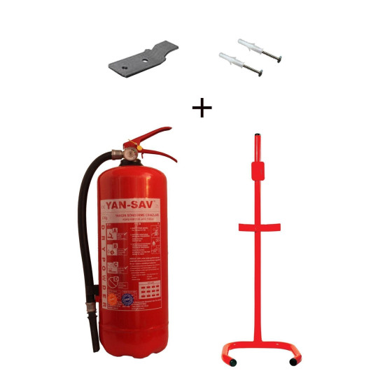 6kg Yangın Tüpü, Dübel Vida Ve C Tipi Sehpa 3lü Set