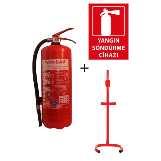 6kg Yangın Tüpü, Yangın Tüpü Levhası Ve C Tipi Sehpa 3lü Set