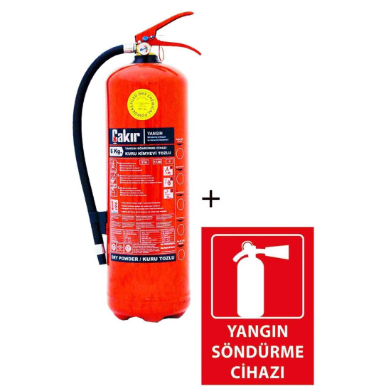 6kg Yangın Tüpü Ve Yangın Tüpü Levhası 2li Set