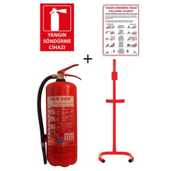 6kg Yangın Tüpü,yangın Tüpü Kullanım Talimatı, Yangın Tüpü Levhası, Ve C Tipi Sehpa 4lü Set