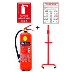 6kg Yangın Tüpü,yangın Tüpü Kullanım Talimatı, Yangın Tüpü Levhası, Ve C Tipi Sehpa 4lü Set