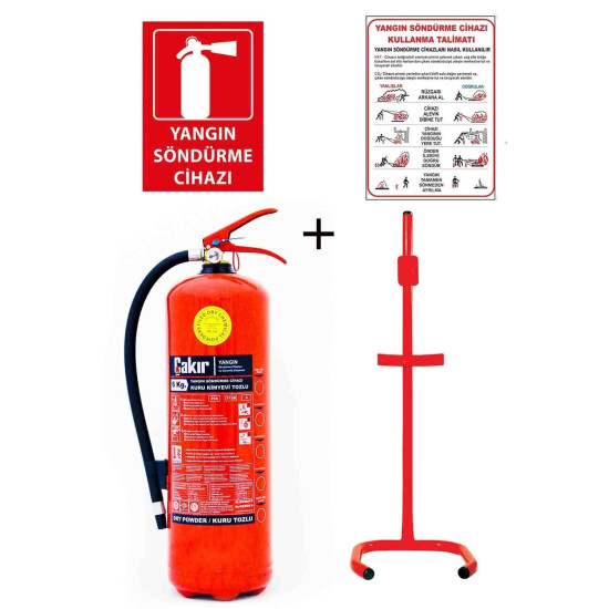 6kg Yangın Tüpü,yangın Tüpü Kullanım Talimatı, Yangın Tüpü Levhası, Ve C Tipi Sehpa 4lü Set