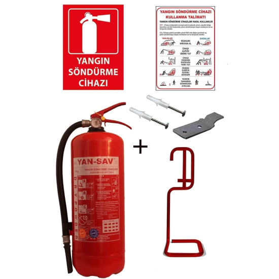 6kg Yangın Tüpü,yangın Tüpü Kullanım Talimatı, Yangın Tüpü Levhası, Askı Aparatı, Dübel Vida